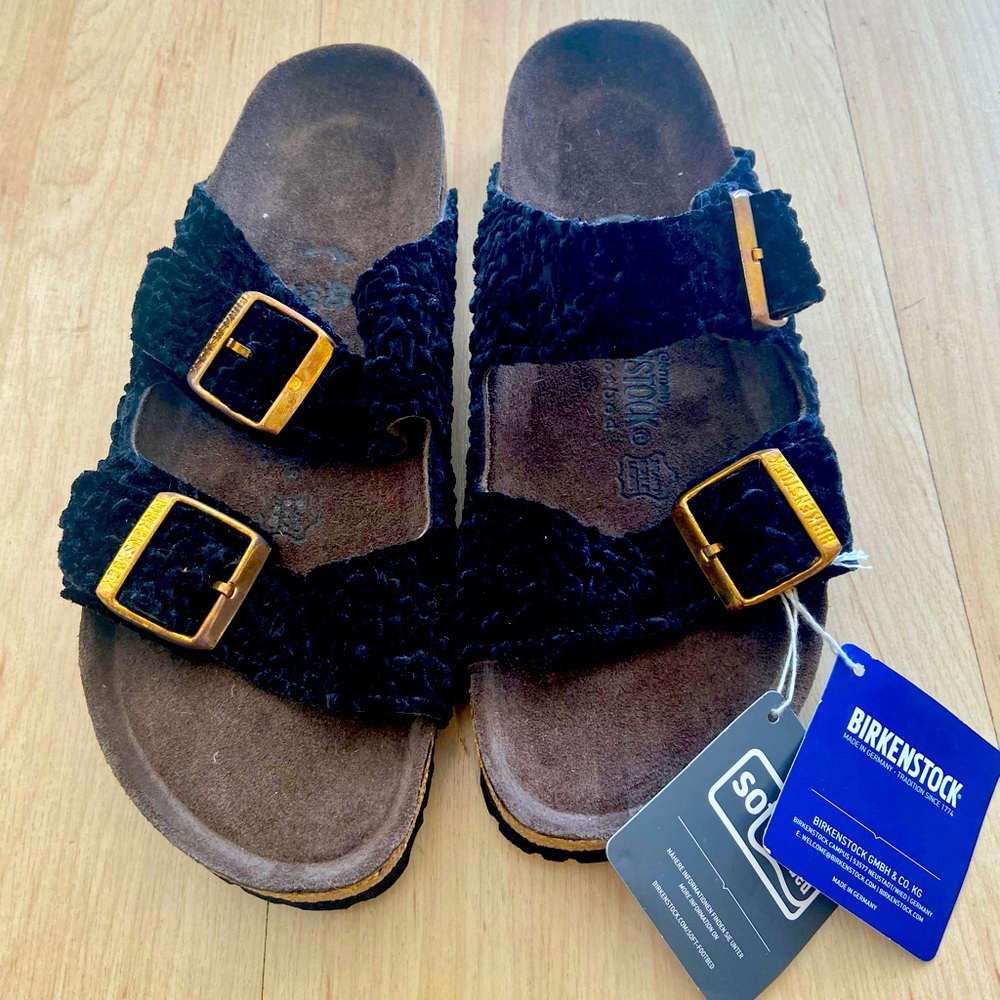 Birkenstock Arizona Sandals Persian Crushed Velvet in Black